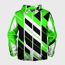 Мужская ветровка Black and green stripes on a white background