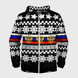 Ветровка с капюшоном мужская Rusiia winter pattern, цвет: 3D-белый