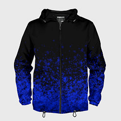 Ветровка с капюшоном мужская Чёрный и ультрамарин абстрактный, цвет: 3D-черный