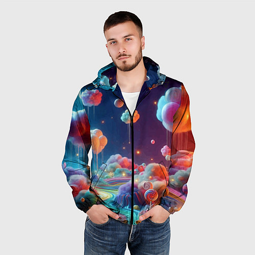 Мужская ветровка Planet chupa chups - neon glow / 3D-Черный – фото 3