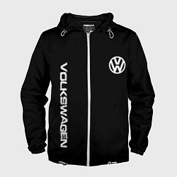 Ветровка с капюшоном мужская Volkswagen logo white, цвет: 3D-белый