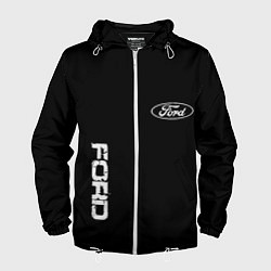 Ветровка с капюшоном мужская Ford logo white steel, цвет: 3D-белый