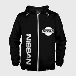 Ветровка с капюшоном мужская Nissan logo white auto, цвет: 3D-белый