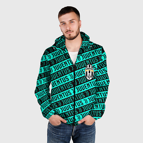 Мужская ветровка Juventus pattern logo steel / 3D-Черный – фото 3