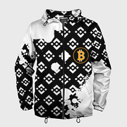 Ветровка с капюшоном мужская Bitcoin pattern binance, цвет: 3D-черный