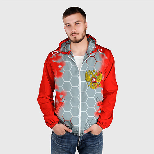 Мужская ветровка Россия абстрактные соты / 3D-Белый – фото 3