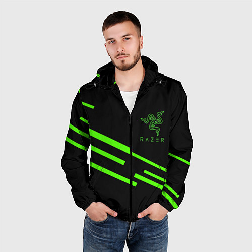Мужская ветровка Razer line green / 3D-Черный – фото 3