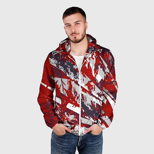 Мужская ветровка Яркий абстрактный узор для спорта / 3D-Белый – фото 3