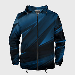 Ветровка с капюшоном мужская Geometry stripes blue neon, цвет: 3D-черный
