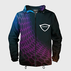 Ветровка с капюшоном мужская Genesis neon hexagon, цвет: 3D-черный