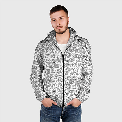 Мужская ветровка Человечки и пришельцы / 3D-Черный – фото 3