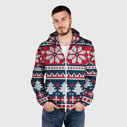 Ветровка с капюшоном мужская Русский орнамент, цвет: 3D-белый — фото 2