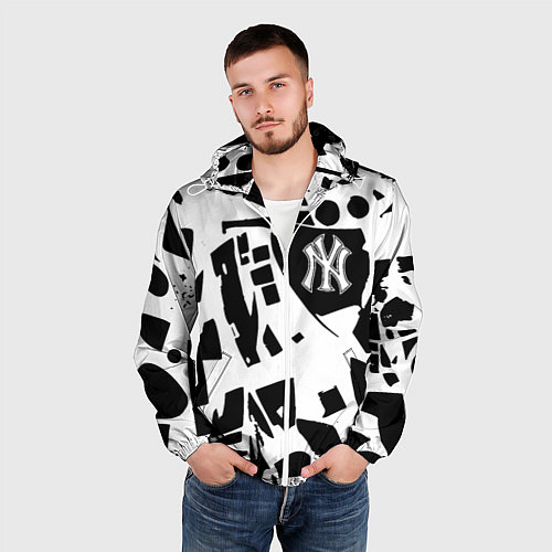 Мужская ветровка New York yankees - abstraction / 3D-Белый – фото 3