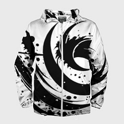 Ветровка с капюшоном мужская Ai art black and white abstraction, цвет: 3D-белый