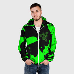 Ветровка с капюшоном мужская Razer кислотный стиль краски, цвет: 3D-белый — фото 2