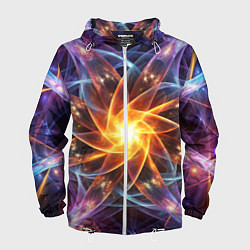 Ветровка с капюшоном мужская Закрученная абстракция, цвет: 3D-белый