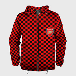 Ветровка с капюшоном мужская Arsenal текстура клетка, цвет: 3D-черный