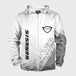 Ветровка с капюшоном мужская Genesis speed на светлом фоне со следами шин верти, цвет: 3D-белый