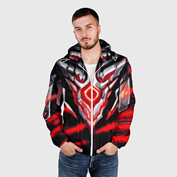 Ветровка с капюшоном мужская Абстрактная красная руна, цвет: 3D-белый — фото 2