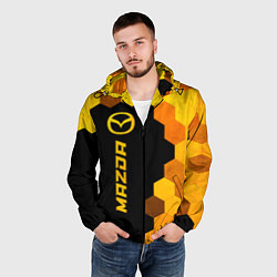 Ветровка с капюшоном мужская Mazda - gold gradient по-вертикали, цвет: 3D-черный — фото 2