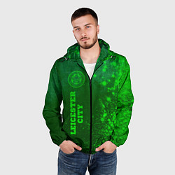 Ветровка с капюшоном мужская Leicester City - green gradient по-вертикали, цвет: 3D-черный — фото 2