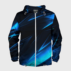 Ветровка с капюшоном мужская Грани неоновые текстура, цвет: 3D-белый