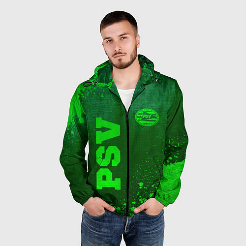 Мужская ветровка PSV - green gradient вертикально / 3D-Черный – фото 3