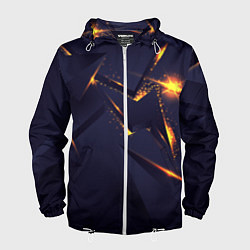 Ветровка с капюшоном мужская Золотые неоновые плиты, цвет: 3D-белый