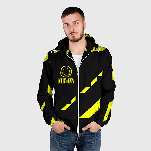 Мужская ветровка Nirvana geometry yellow / 3D-Белый – фото 3