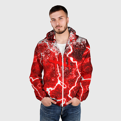 Мужская ветровка Dead by daylight молнии в красках / 3D-Белый – фото 3