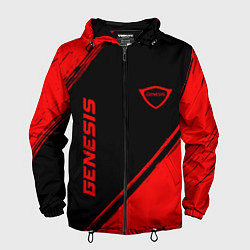 Ветровка с капюшоном мужская Genesis - red gradient вертикально, цвет: 3D-черный