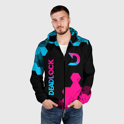 Мужская ветровка Deadlock - neon gradient вертикально / 3D-Черный – фото 3