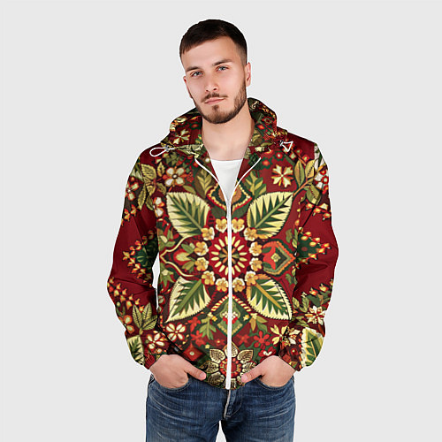 Мужская ветровка Русские классические узоры и орнамент / 3D-Белый – фото 3