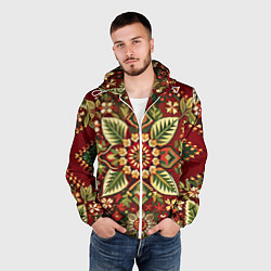 Ветровка с капюшоном мужская Стиль советского ковра узоры и орнамент, цвет: 3D-белый — фото 2