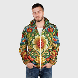 Ветровка с капюшоном мужская Стиль советского ковра узоры и орнамент, цвет: 3D-белый — фото 2