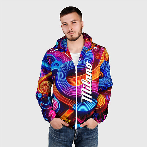 Мужская ветровка Colourful abstraction - Milano / 3D-Белый – фото 3