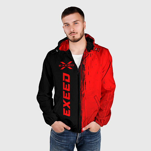 Мужская ветровка Exeed - red gradient по-вертикали / 3D-Черный – фото 3