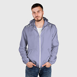 Ветровка с капюшоном мужская Эмоция хандры - бледно-фиолетовый, цвет: 3D-белый — фото 2