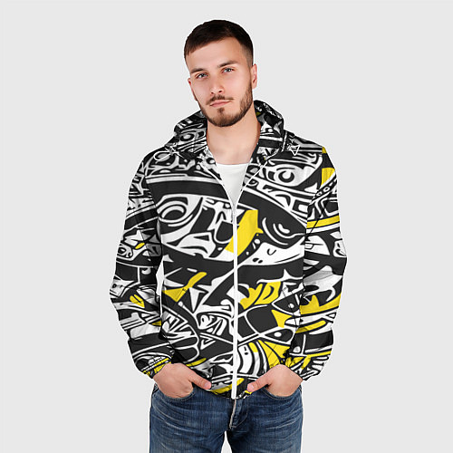 Мужская ветровка Черно-желтый орнамент / 3D-Белый – фото 3