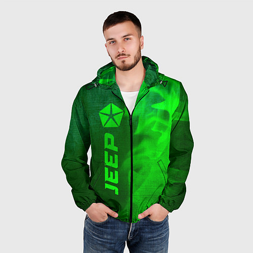 Мужская ветровка Jeep - green gradient по-вертикали / 3D-Черный – фото 3