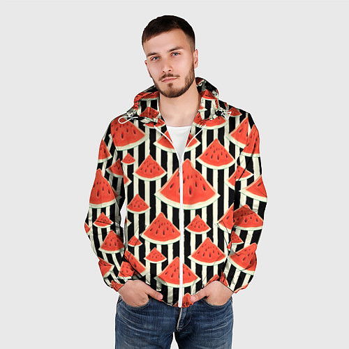 Мужская ветровка Арбузные дольки / 3D-Белый – фото 3