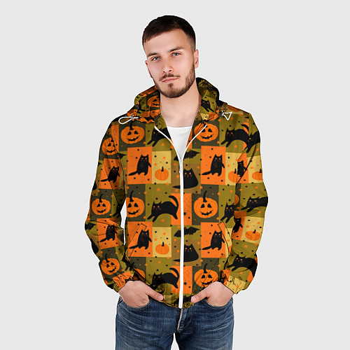 Мужская ветровка Хэллоуин мозаика / 3D-Белый – фото 3