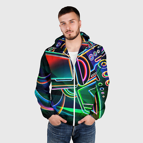 Мужская ветровка Неоновая психоделика геймер / 3D-Белый – фото 3