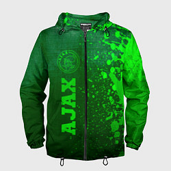 Ветровка с капюшоном мужская Ajax - green gradient по-вертикали, цвет: 3D-черный