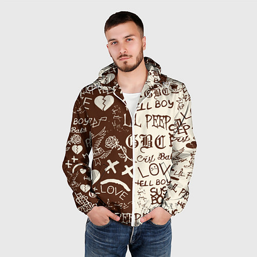 Мужская ветровка Lil peep retro pattern / 3D-Белый – фото 3