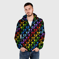 Ветровка с капюшоном мужская Marshmello pattern neon, цвет: 3D-черный — фото 2