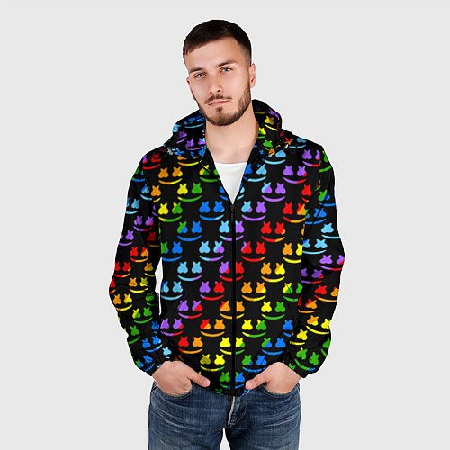 Мужская ветровка Marshmello pattern neon / 3D-Черный – фото 3