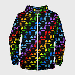 Ветровка с капюшоном мужская Marshmello pattern neon, цвет: 3D-белый