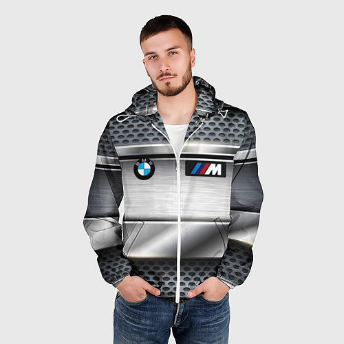 Мужская ветровка BMW metal texture / 3D-Белый – фото 3