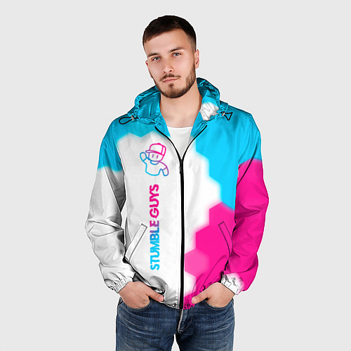 Мужская ветровка Stumble Guys neon gradient style по-вертикали / 3D-Черный – фото 3